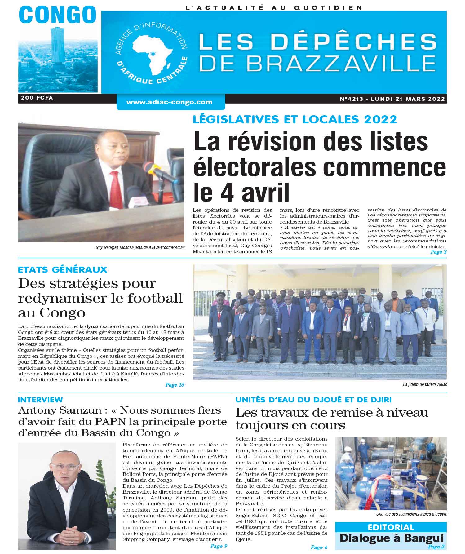 Cover Les Dépêches de Brazzaville - 4213 