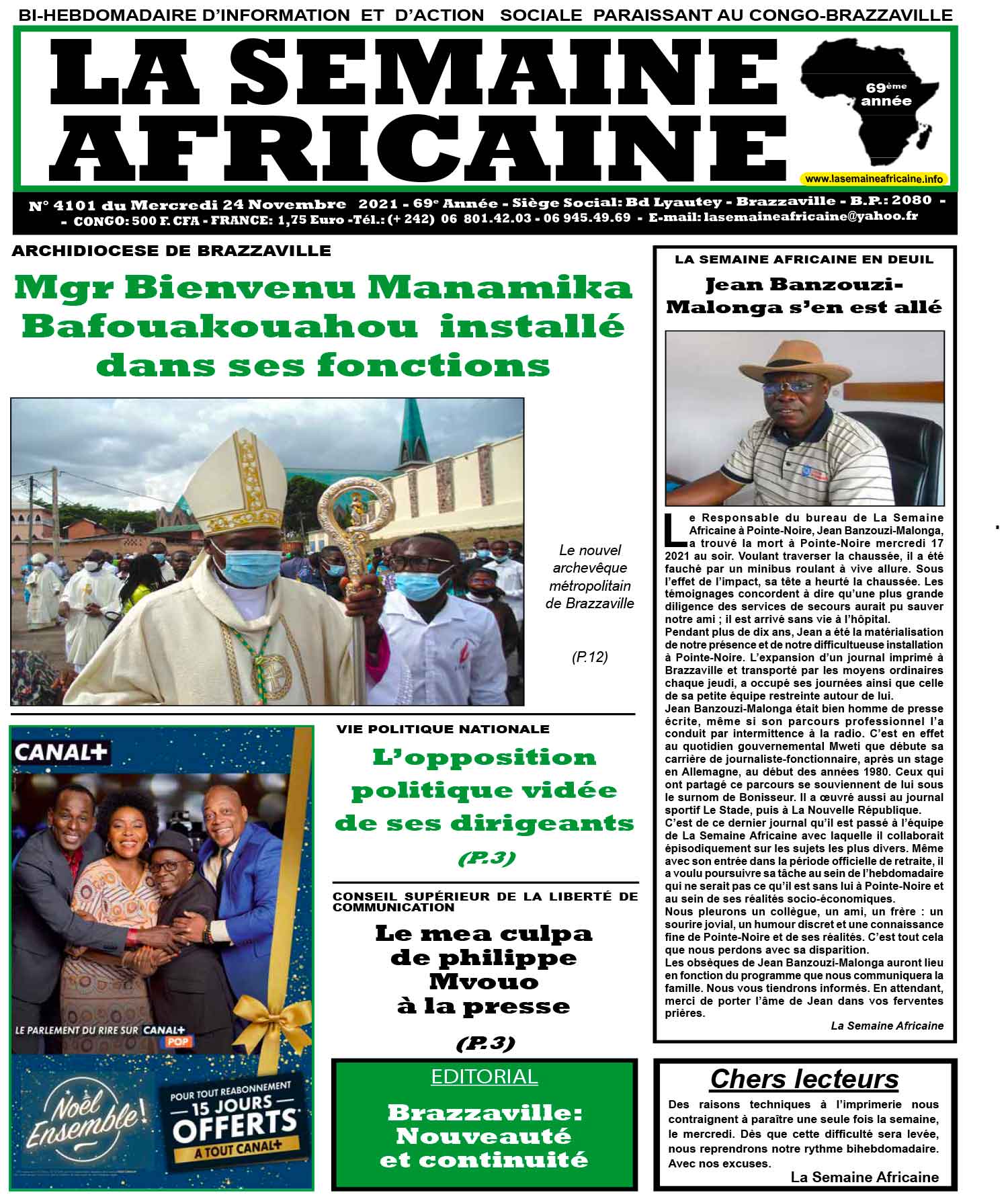 Cover La Semaine Africaine - 4101 