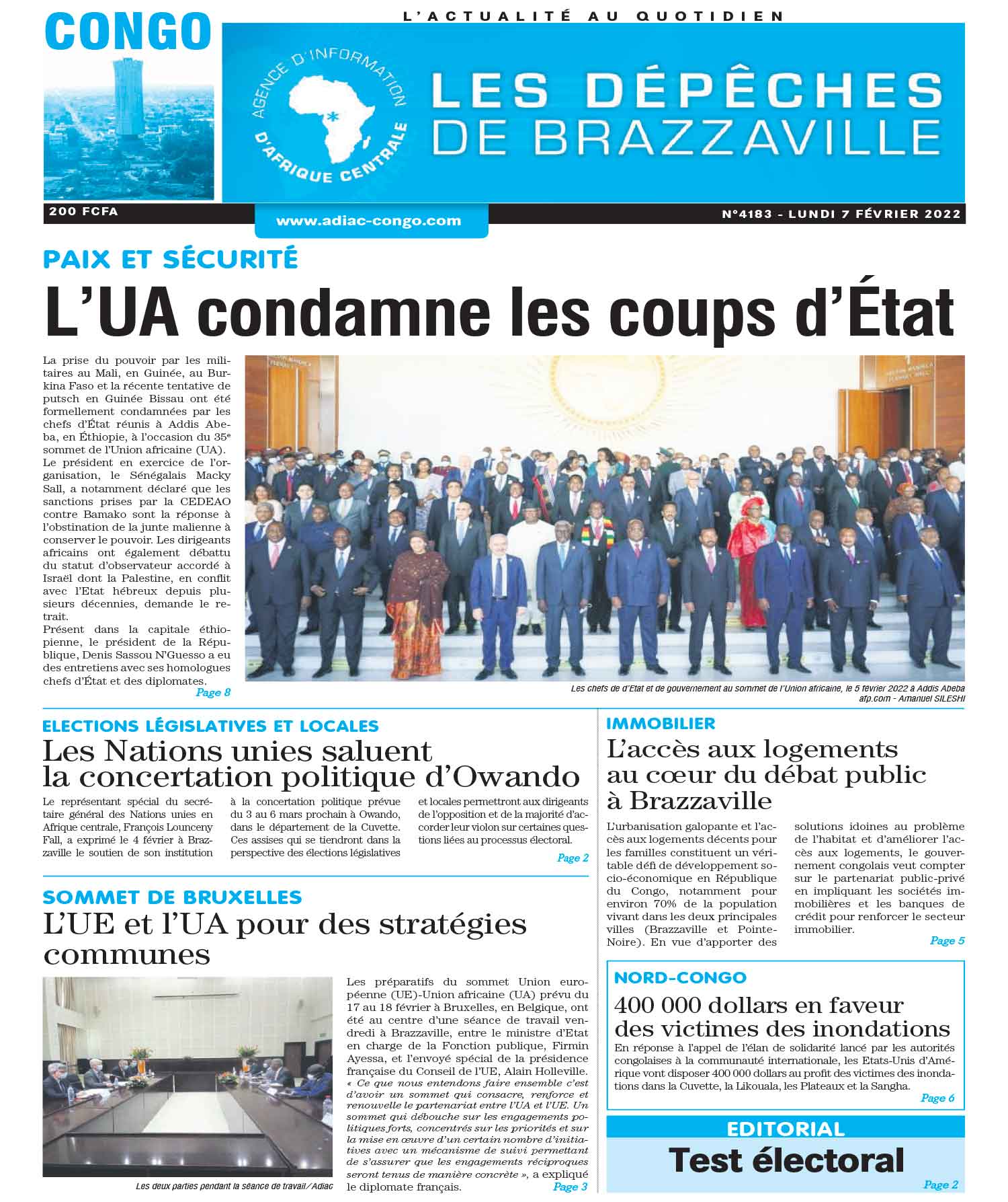 Cover Les Dépêches de Brazzaville - 4183 