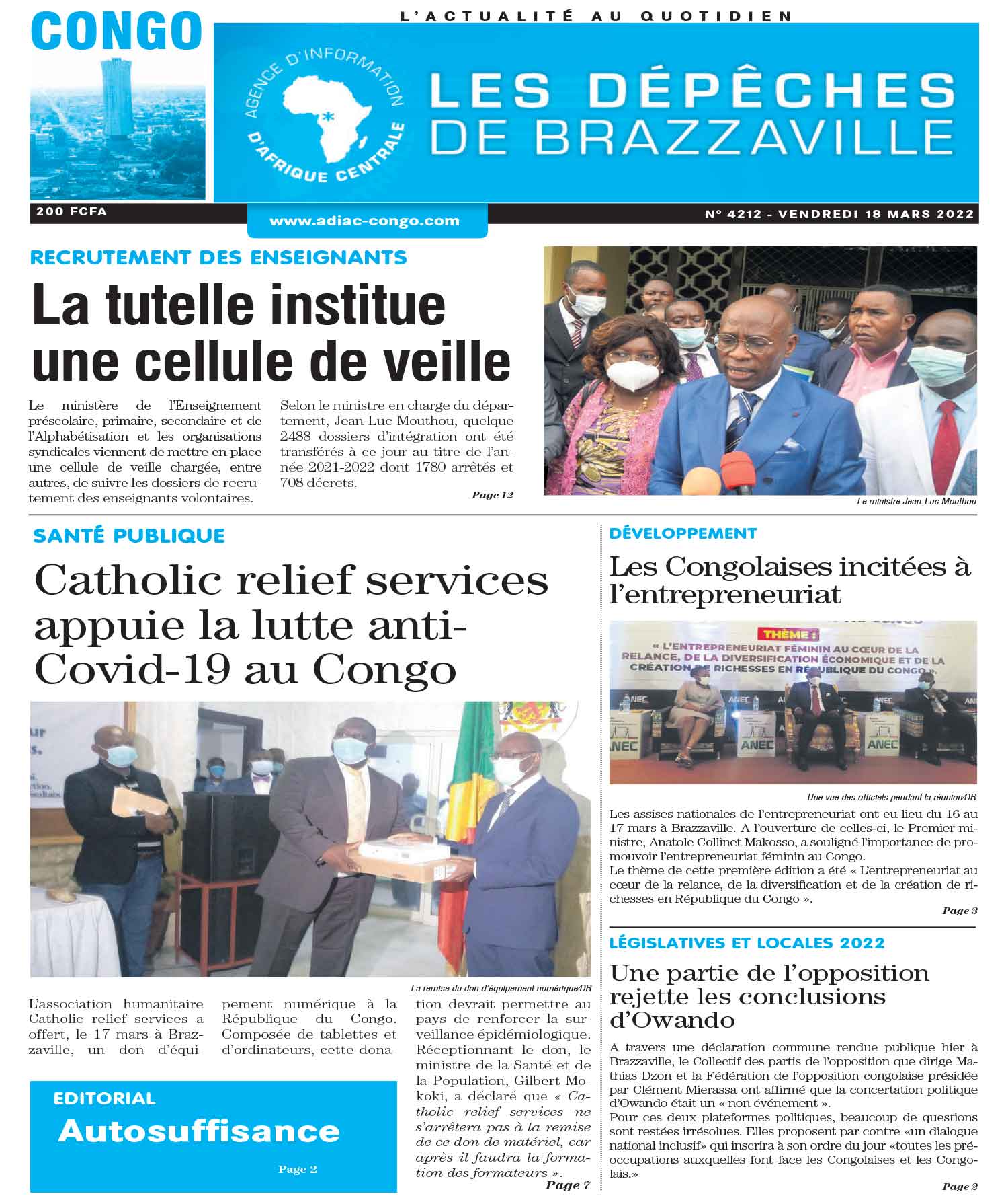 Cover Les Dépêches de Brazzaville - 4212 