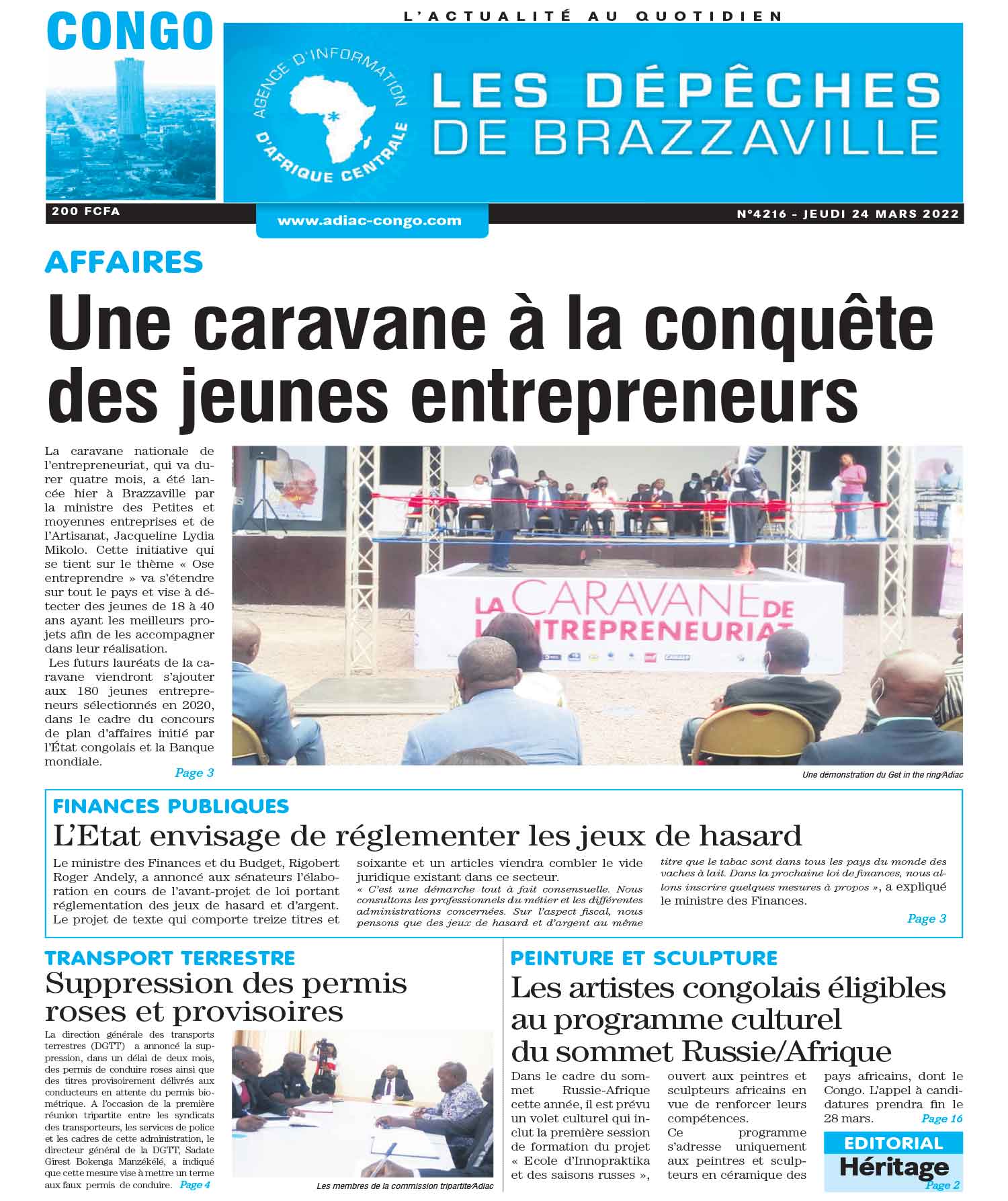 Cover Les Dépêches de Brazzaville - 4216 