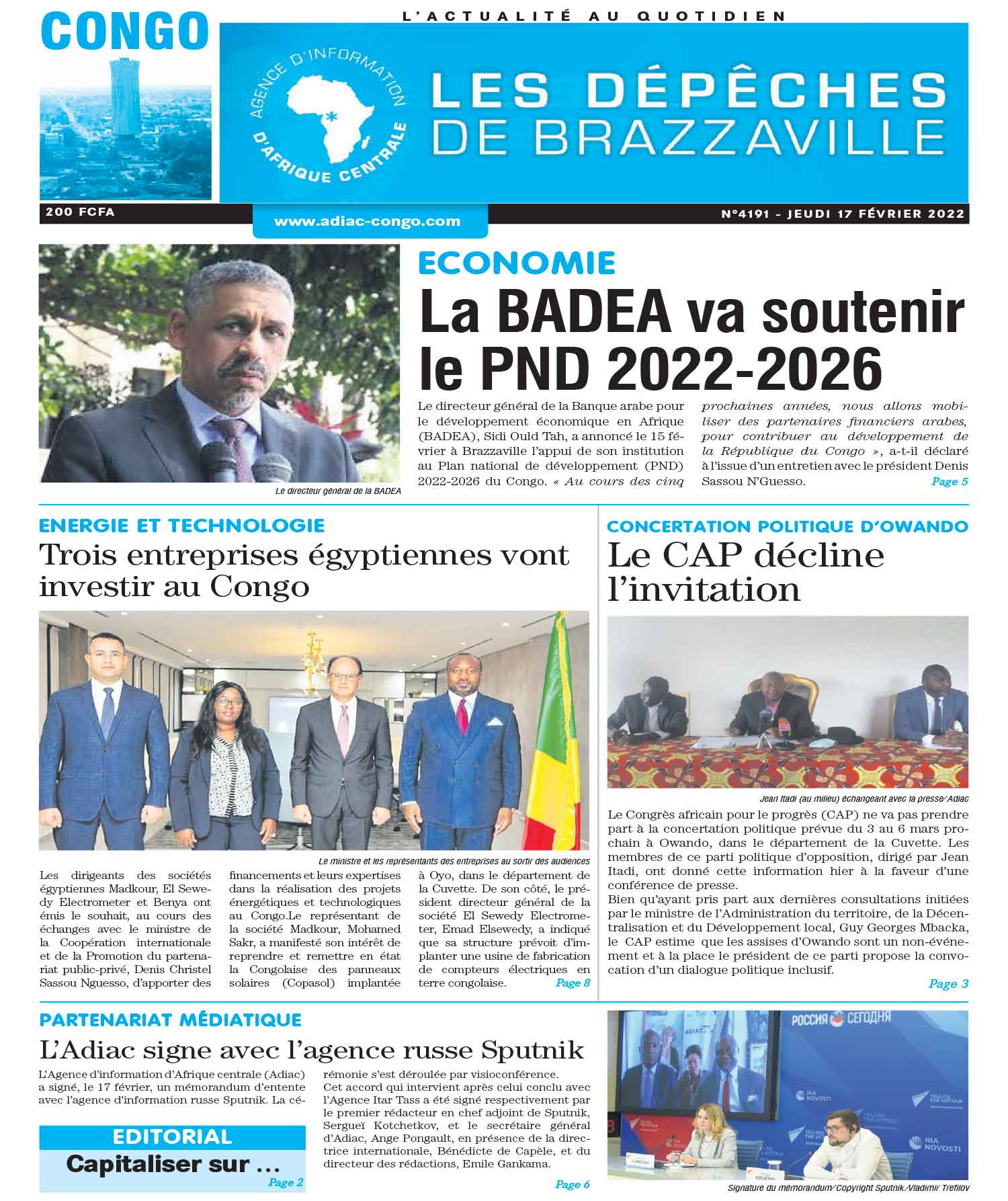 Cover Les Dépêches de Brazzaville - 4191 